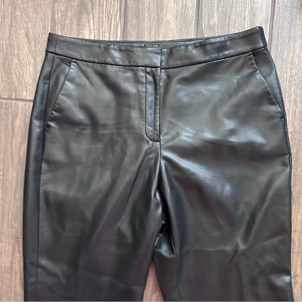 J. Crew Kate Straight Leg Pants in Faux Leather Black Sz 14
